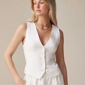 J. Crew White Sleeveless Button-Up Top